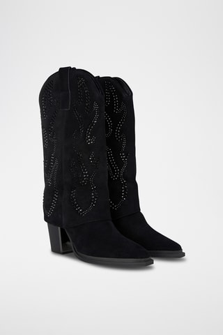 Bottes en croûte de cuir - Noir