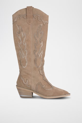 Bottes en croûte de cuir - Camel