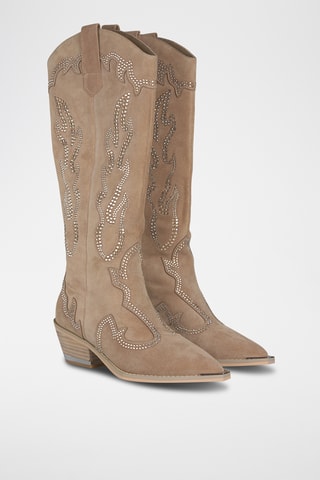 Bottes en croûte de cuir - Camel