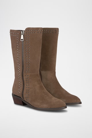 Bottes en croûte de cuir nubuck - Marron