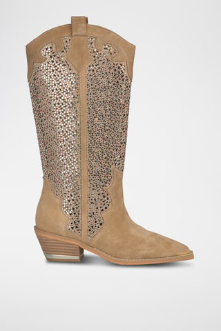 Bottes en croûte de cuir nubuck - Beige