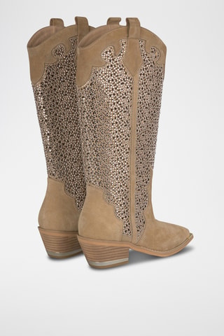 Bottes en croûte de cuir nubuck - Beige