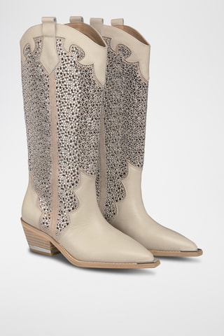 Bottes en cuir nappa - Ecru
