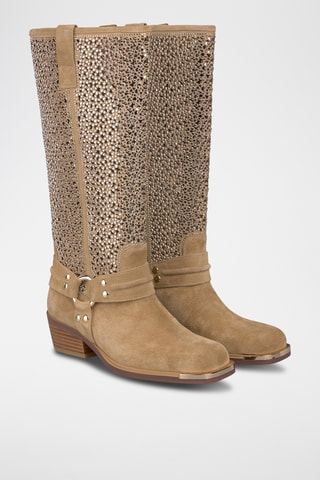Bottes en croûte de cuir nubuck - Beige