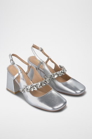 ##Escarpins en cuir - Argenté