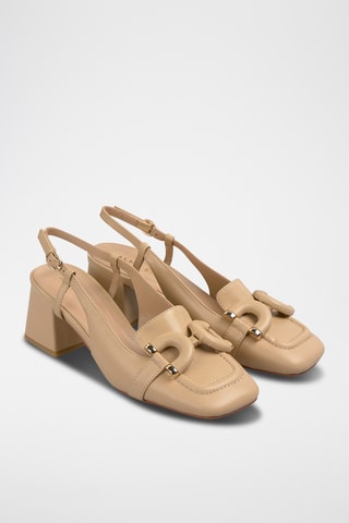 ##Escarpins en cuir nappa - Beige