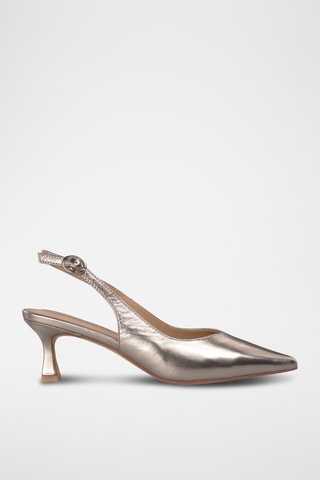 ##Escarpins en cuir - Argenté