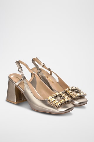 ##Escarpins à talons en cuir - Marron clair