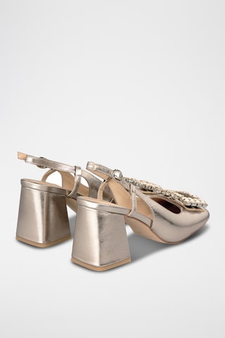 ##Escarpins à talons en cuir - Marron clair