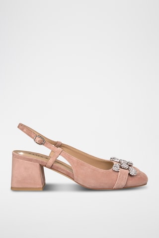 ##Escarpins à talons en nubuck - Rose
