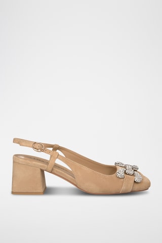 ##Escarpins à talons en nubuck - Marron clair