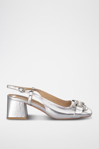 ##Escarpins à talons en cuir - Marron clair