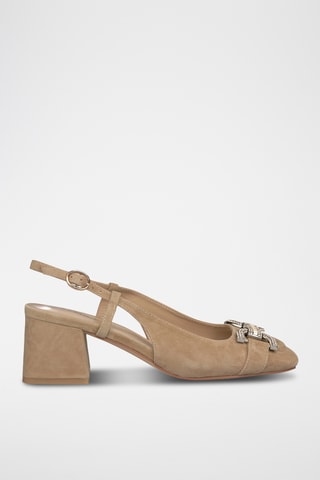 ##Escarpins à talons en cuir - Argenté