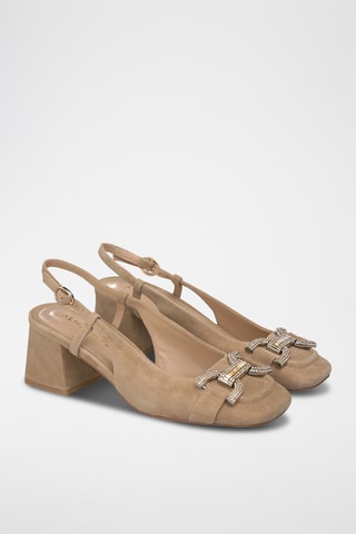 ##Escarpins à talons en cuir - Argenté