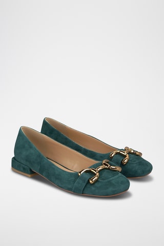 Ballerines en nubuck - Vert émeraude