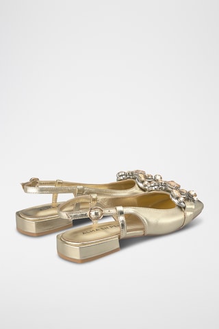 ##Ballerines à talons en cuir - Doré