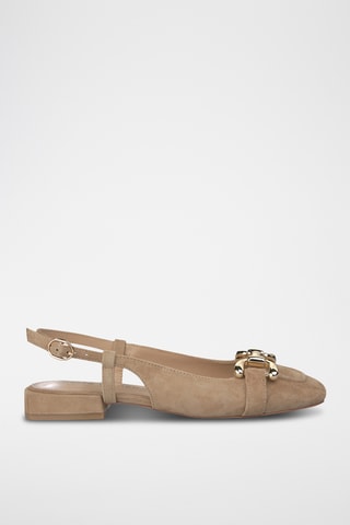 ##Ballerines à talons en nubuck - Camel