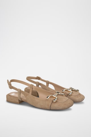 ##Ballerines à talons en nubuck - Camel