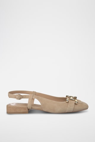 ##Ballerines à talons en nubuck - Beige