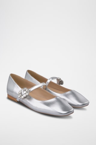 ##Babies en cuir - Argenté