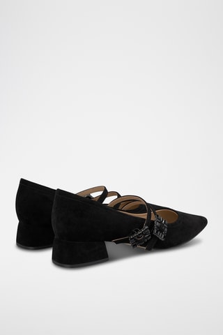 ##Babies à talons en nubuck - Noir