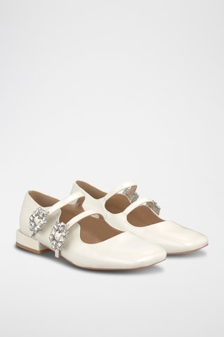 ##Babies en cuir - Ecru