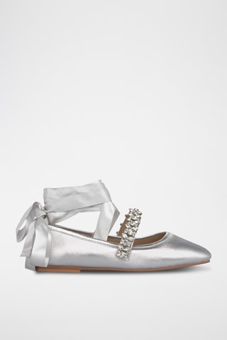 ##Babies en cuir - Argenté