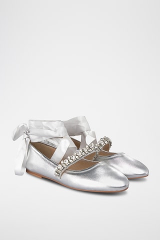 ##Babies en cuir - Argenté