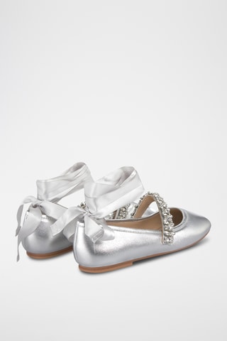 ##Babies en cuir - Argenté