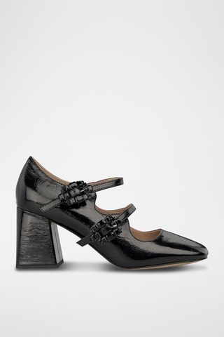 Babies à talons vernis - Noir