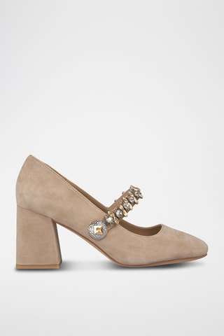 ##Babies à talons en nubuck - Beige