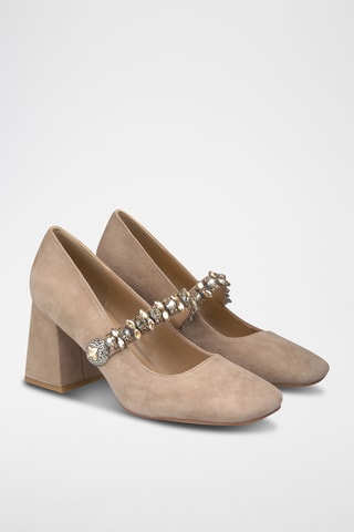 ##Babies à talons en nubuck - Beige