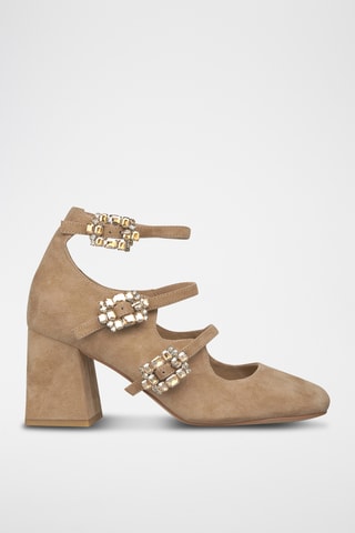 Babies à talons en nubuck - Camel