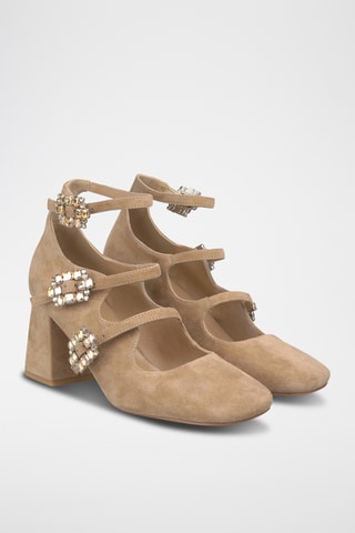 Babies à talons en nubuck - Camel
