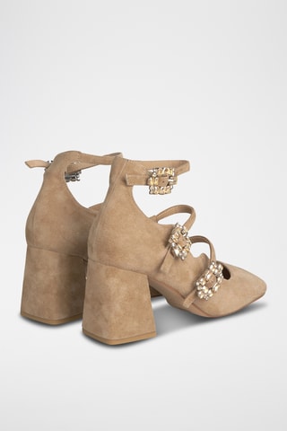 Babies à talons en nubuck - Camel