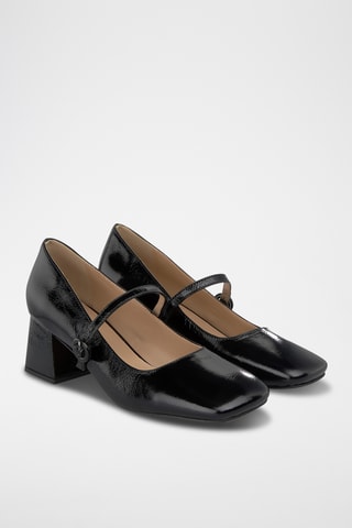 Babies à talons en cuir - Noir