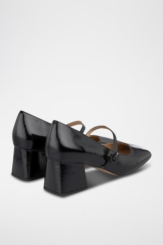 Babies à talons en cuir - Noir