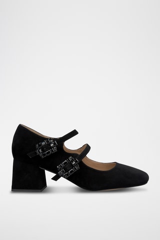 Babies à talons en nubuck - Noir