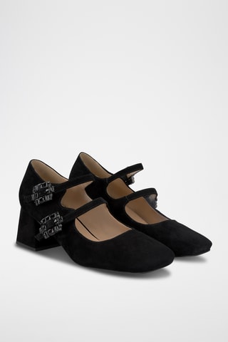 Babies à talons en nubuck - Noir