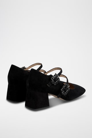 Babies à talons en nubuck - Noir