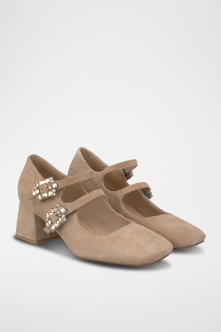 Babies à talons en nubuck - Camel