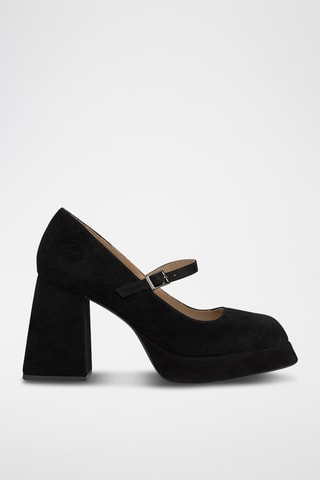 Babies à talons en nubuck - Noir