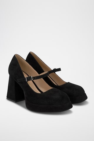 Babies à talons en nubuck - Noir