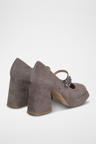 Babies à talons en nubuck - Gris foncé