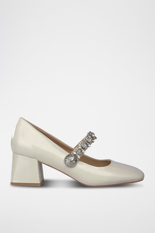 Babies à talons en cuir - Ecru