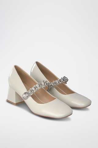 Babies à talons en cuir - Ecru
