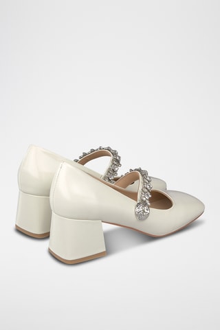 Babies à talons en cuir - Ecru