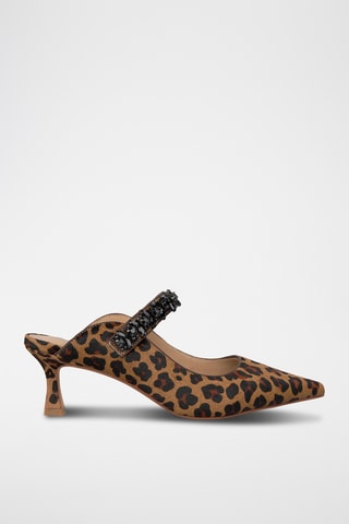 ##Mules à talons en nubuck - Camel