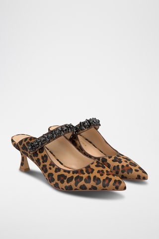 ##Mules à talons en nubuck - Camel