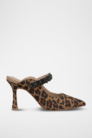 ##Mules à talons en nubuck - Camel